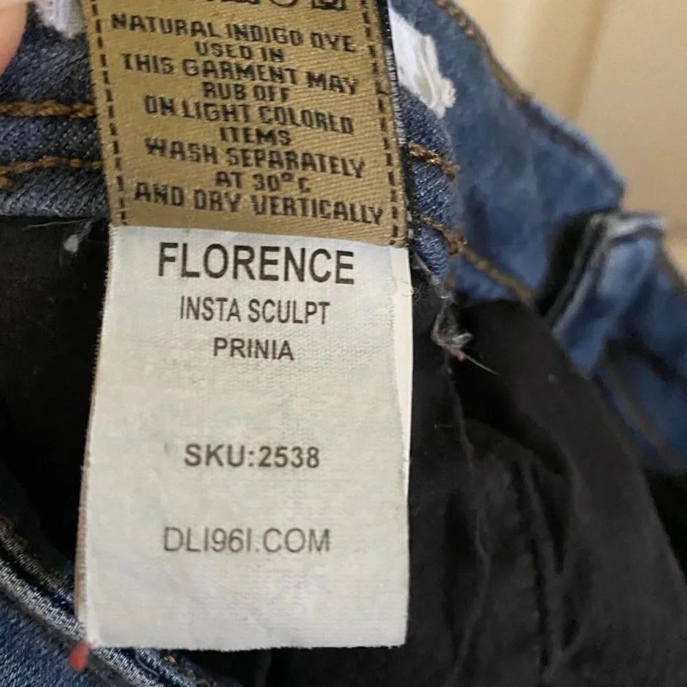 DL1961 Florence Instasculpt Prinia Medium Wash Whiskered Skinny Jeans Size 25